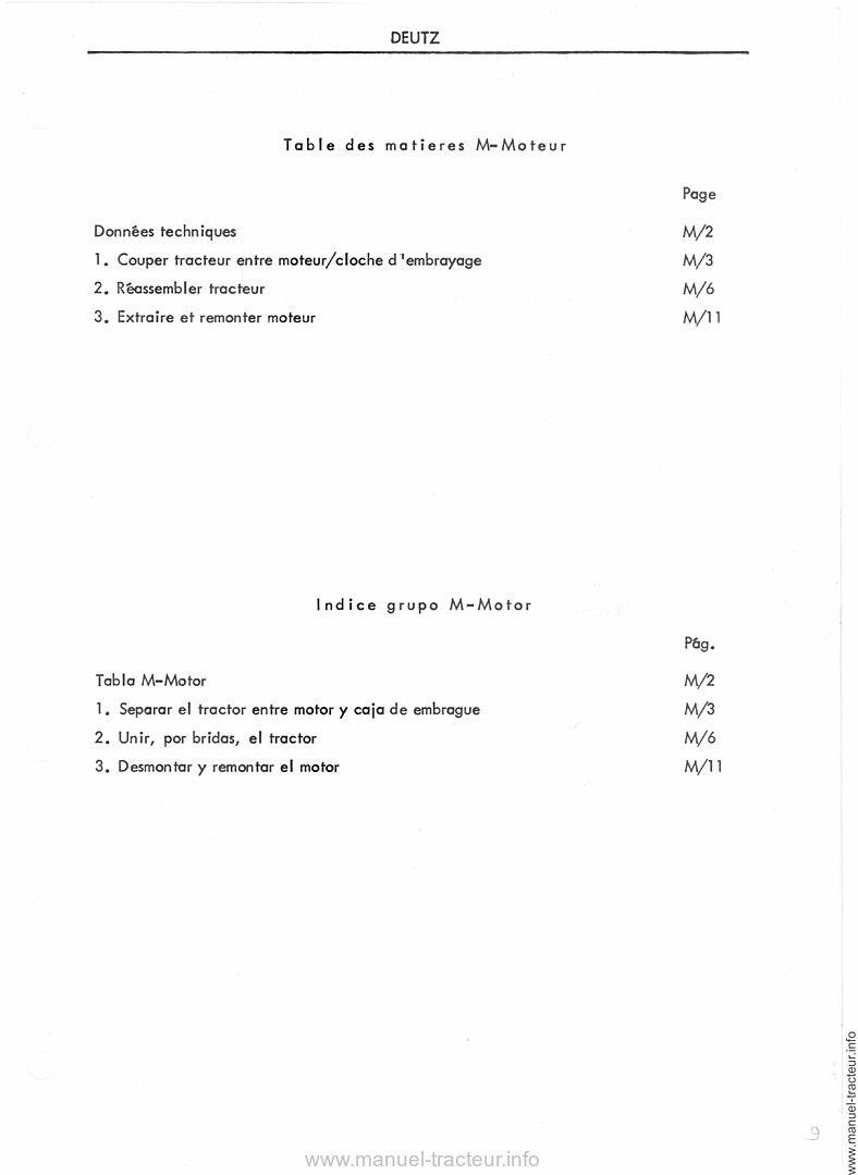 Troisième page du Manuel atelier DEUTZ 8006 13006