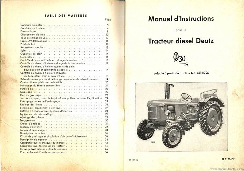 Deuxième page du Manuel instructions DEUTZ D 30s