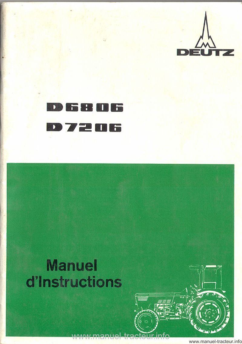 Première page du Manuel Instruction DEUTZ D 6806 7206