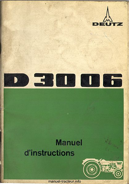 Première page du Manuel instructions DEUTZ D 3006
