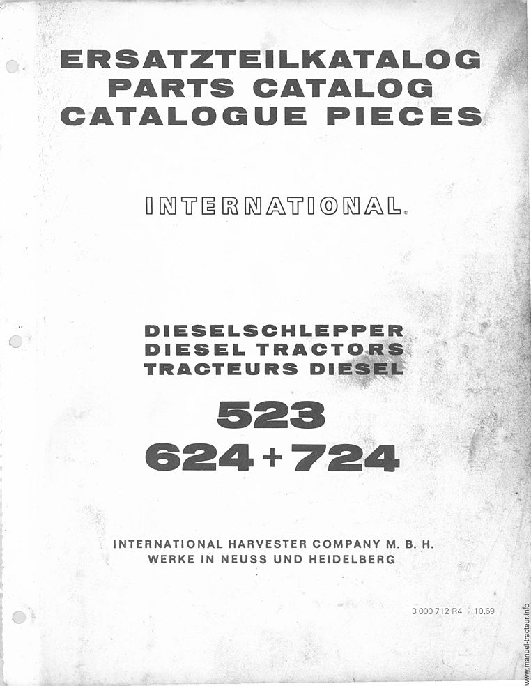 Troisième page du Catalogue pièces détachées McCORMICK INTERNATIONAL IH 523 624 724