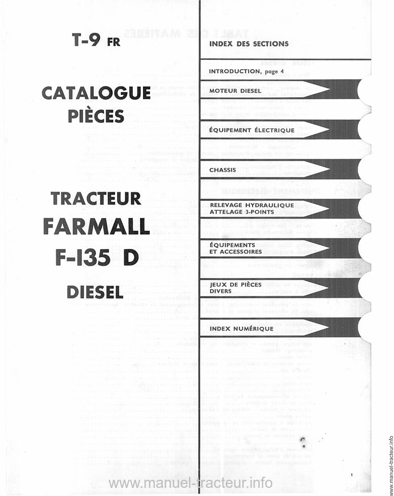 Page 2 du manuel d'atelier - Catalogue des pièces détachées du tracteur Farmall F-135 D