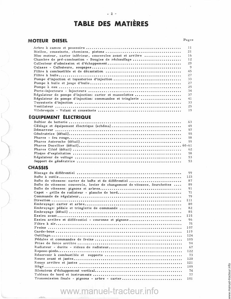 Extrait du guide de réparation - Catalogue des pièces détachées du tracteur Farmall F-135 D