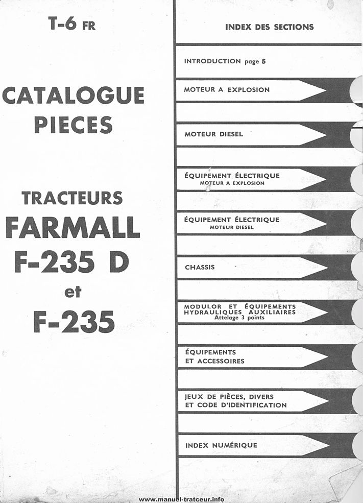 Page 2 du manuel d'atelier - Catalogue de pièces Farmall F-235-D