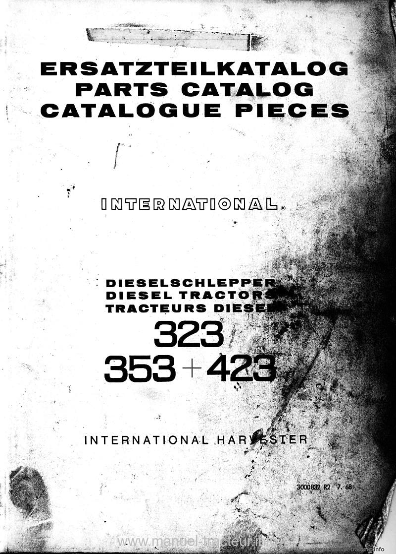 Page 2 du manuel d'atelier - Catalogue de pièces détachées des tracteurs Mc Cormick International IH 323 353 423
