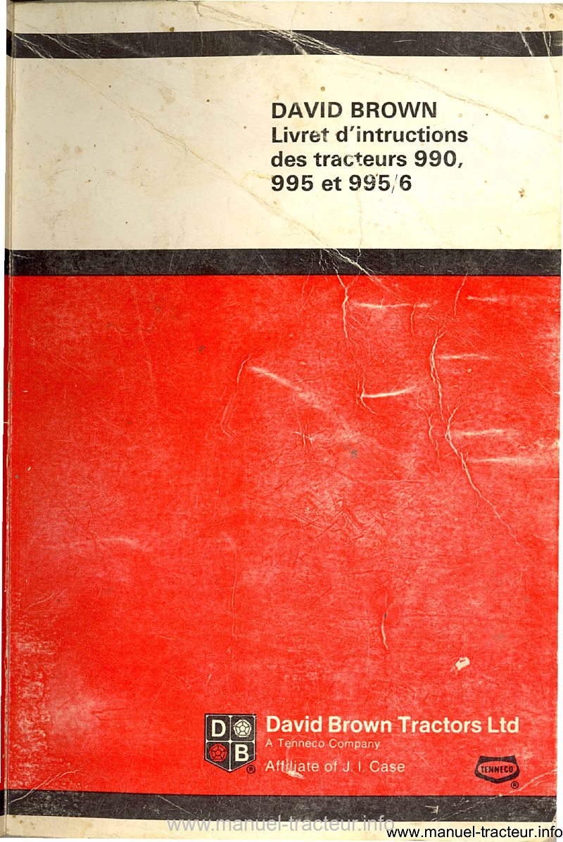 Première page de la revue technique - Livret d'instructions tracteurs David Brown 990, 995 et 995/6