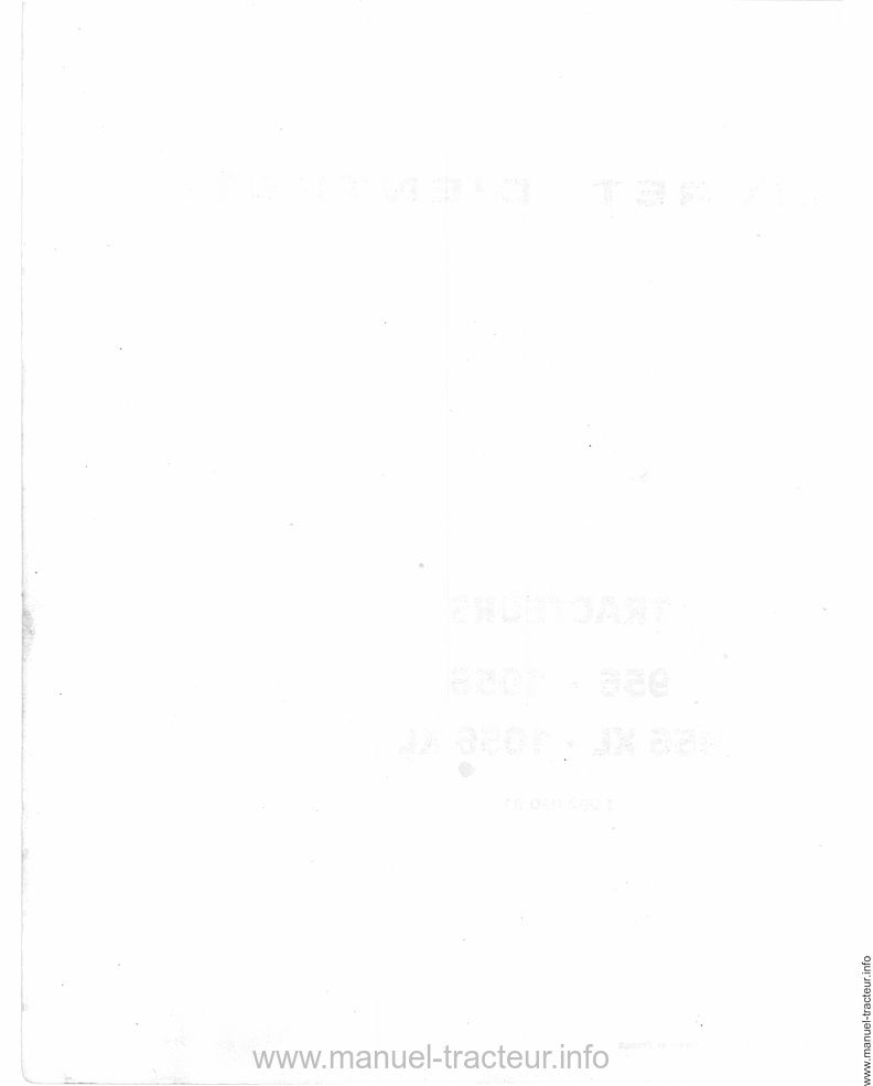 Page 2 du manuel d'atelier - Livret d'entretien tracteur International 956 1056 XL