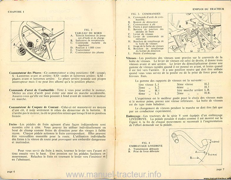 Extrait de la notice technique - Livret d'instructions tracteurs David Brown 950 Implematic / LiveDrive