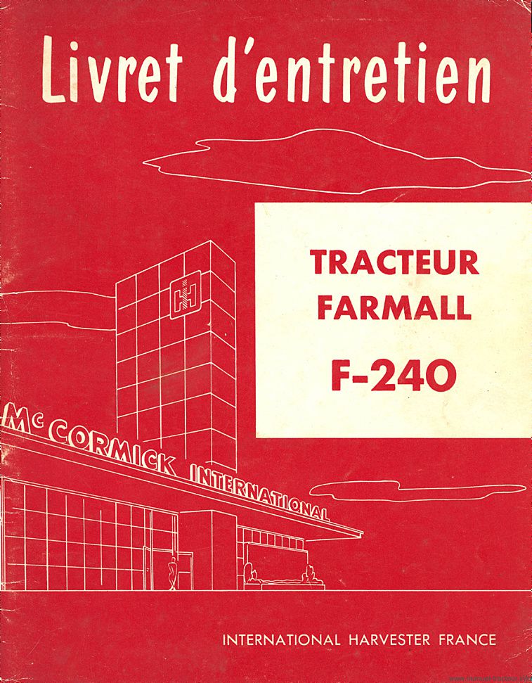 Première page de la revue technique - Livret entretien Farmall F-240