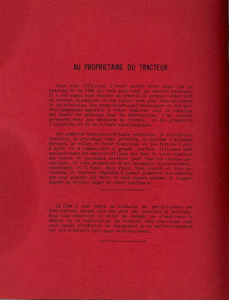 Deuxième page du Livret entretien FARMALL Super FC