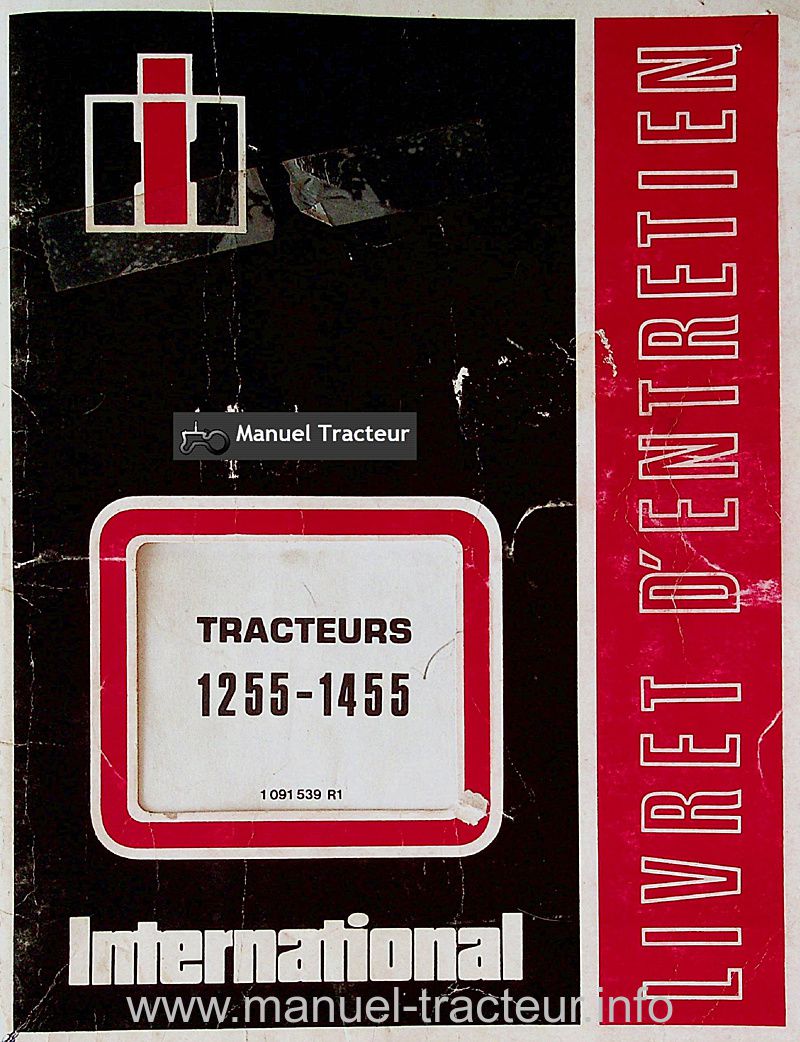 Première page de la revue technique - Livret entretien tracteur International 1255 1455