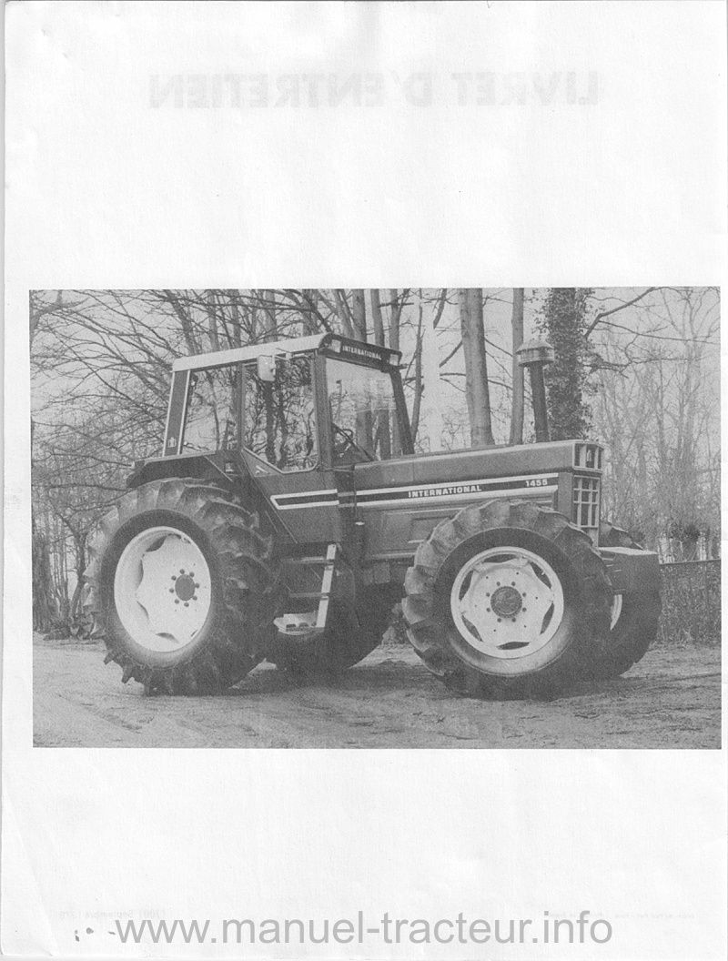 Page 1 du sommaire - Livret entretien tracteur International 1255 1455