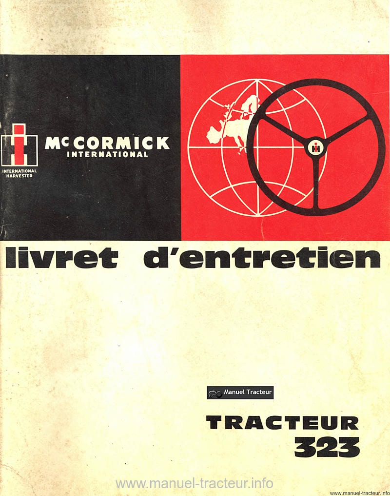 Première page de la revue technique - Livret d'entretien IH 323