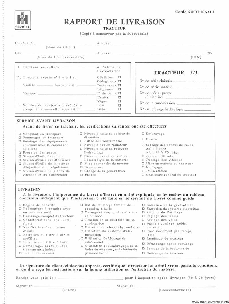Dernière page de l'aperçu du Livret d'entretien IH 323