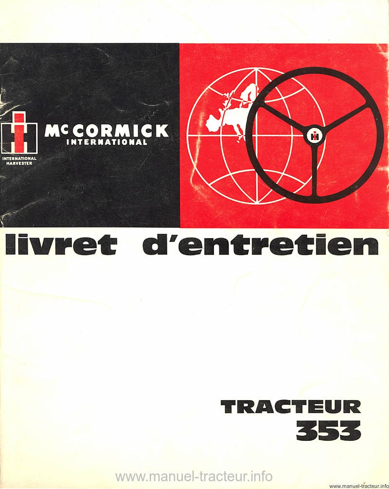 Première page de la revue technique - Livret entretien IH 353