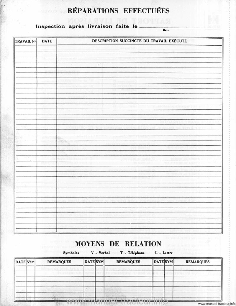 Extrait de la notice technique - Livret entretien IH 353