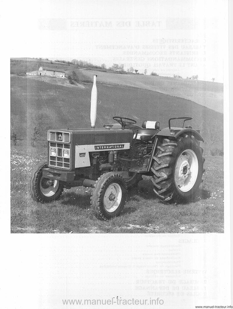 Extrait de la notice technique - Livret d'entretien IH 453