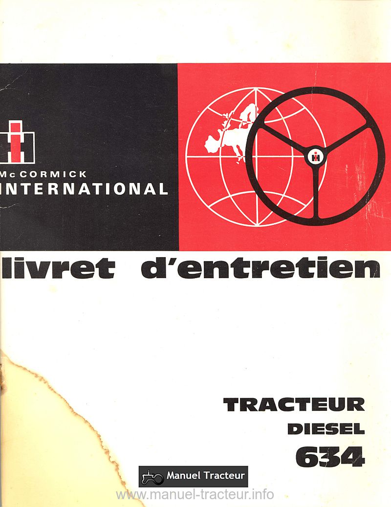 Première page de la revue technique - Livret d'entretien du tracteur MC Cormick International Diesel 634