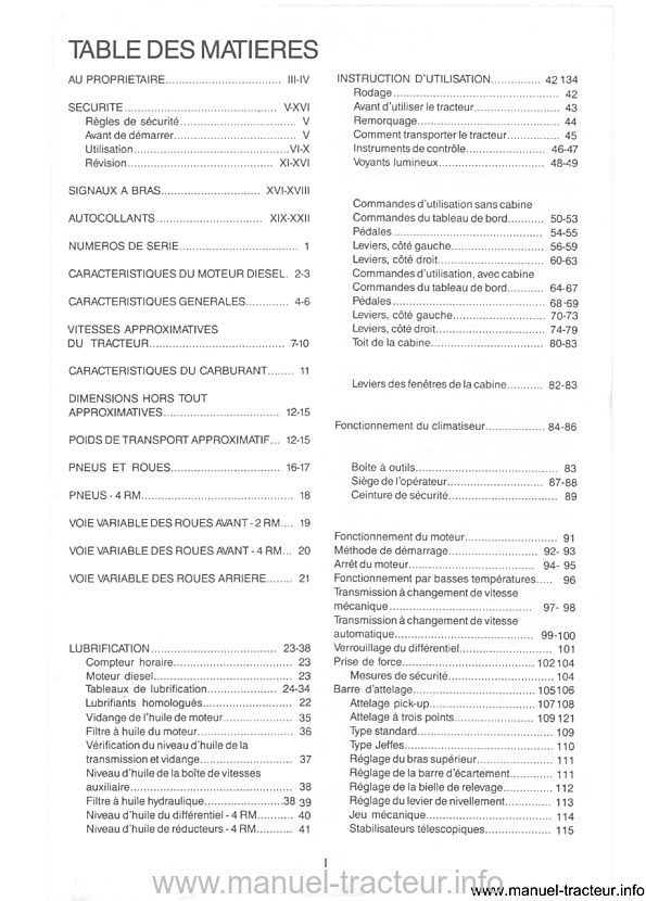 Page 2 du manuel d'atelier - Manuel d'utilisation tracteur CASE 1494