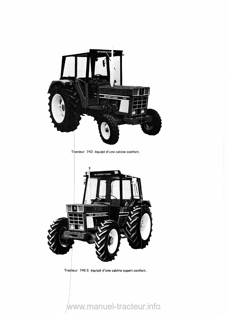 Extrait du guide de réparation - Livret d'entretien tracteurs International 743, 745s, 845