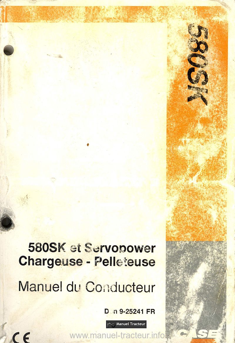 Première page du Manuel conducteur CASE 580 SK