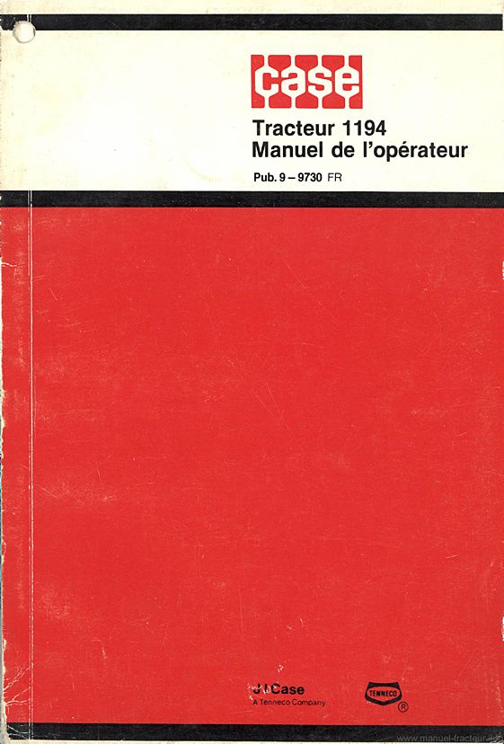 Première page de la revue technique - Manuel d'utilisation tracteur CASE 1194