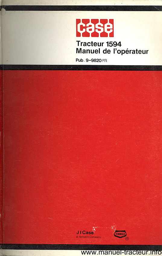 Première page de la revue technique - Manuel d'utilisation tracteur CASE 1594