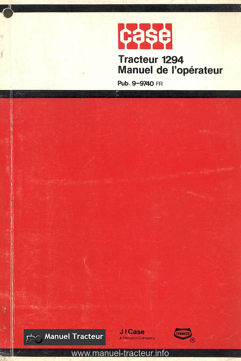 Première page de la revue technique - Manuel de l'opérateur CASE 1294