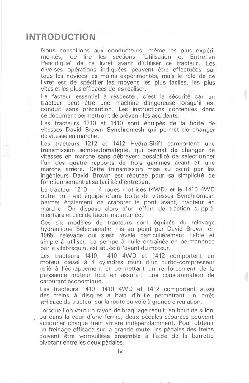 Dernière page de l'aperçu du Livret d'instructions tracteurs david brown 1210, 1210 4WD, 1212, 1410, 1410 4WD, 1412