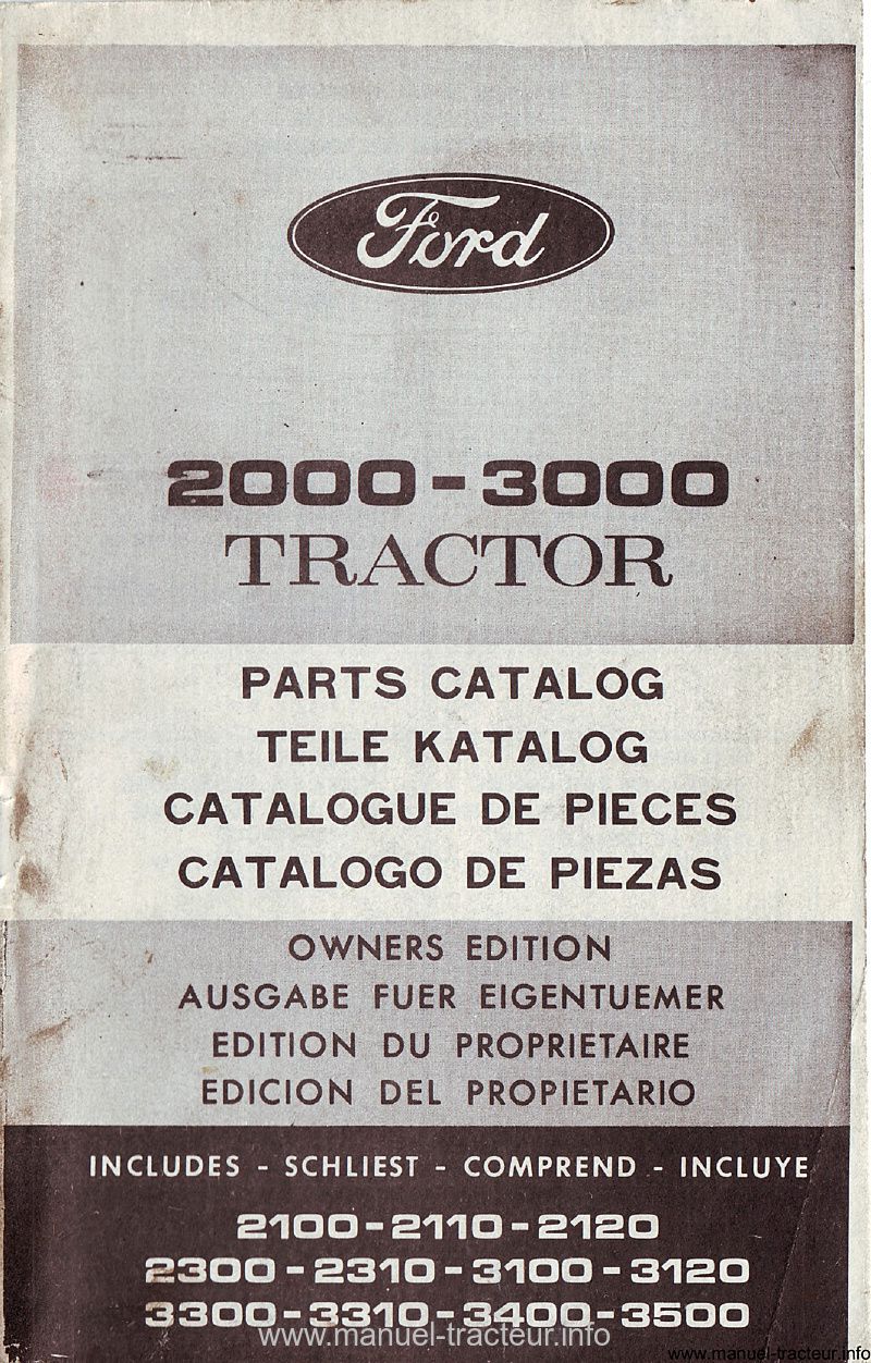 Première page de la revue technique - Catalogue de pièces détachées ford 2000 et 3000