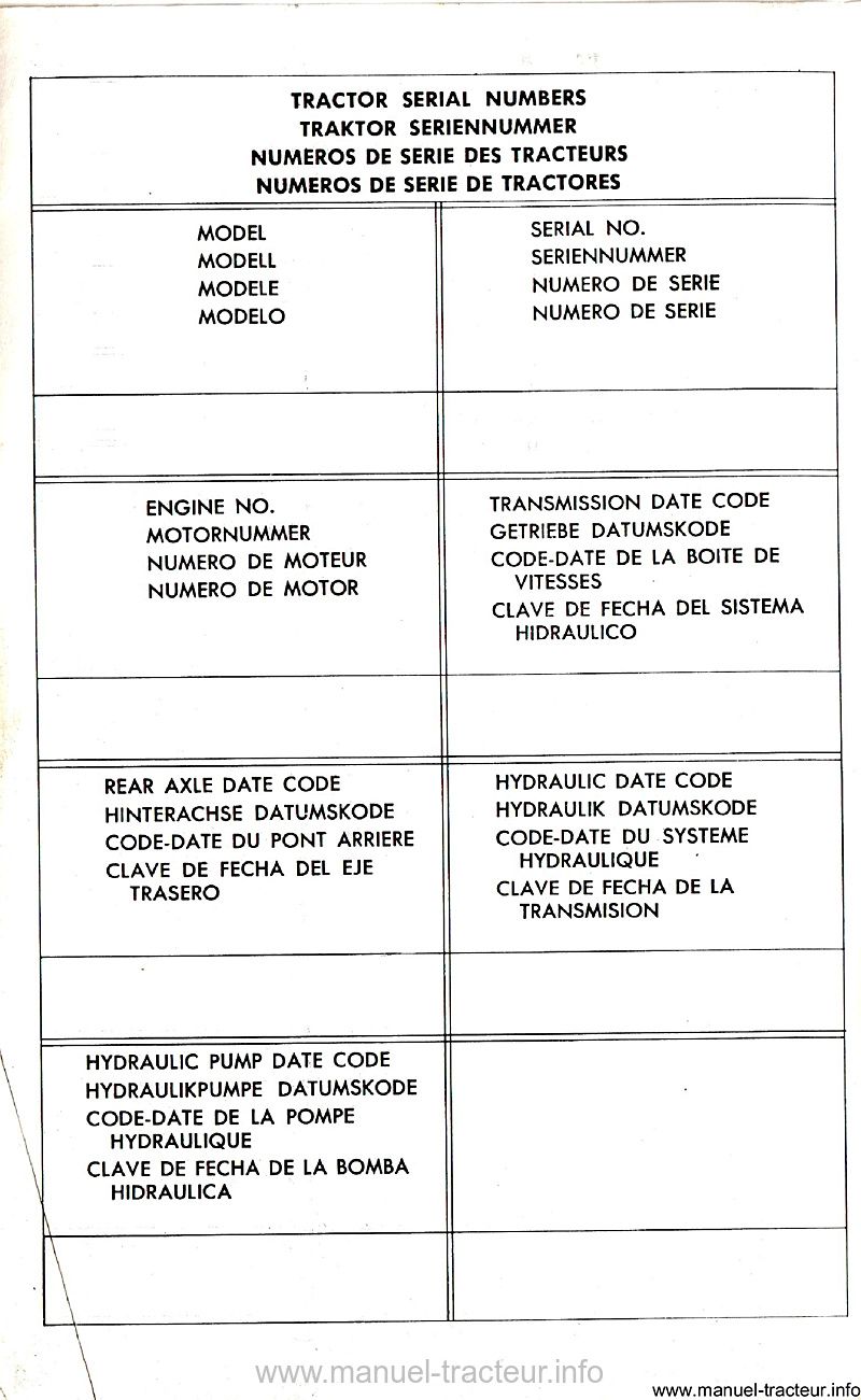 Page 1 du sommaire - Catalogue de pièces détachées ford 2000 et 3000