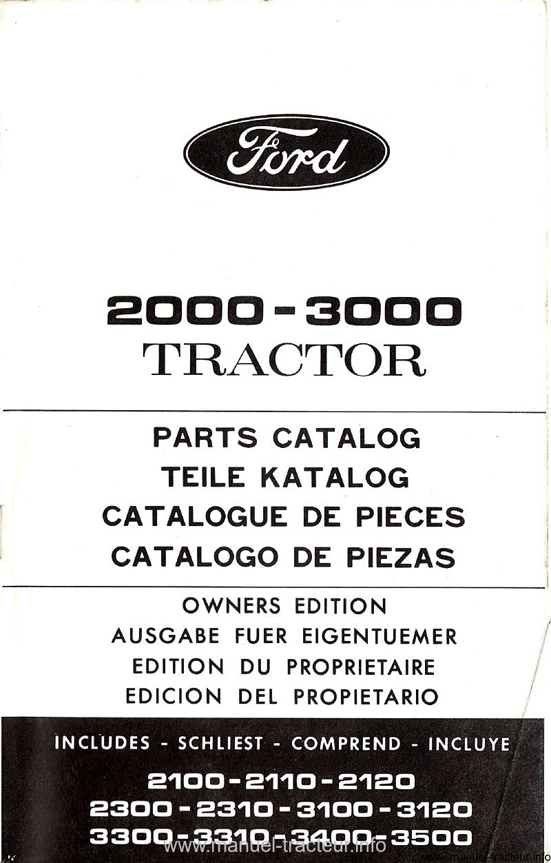 Page 2 du manuel d'atelier - Catalogue de pièces détachées ford 2000 et 3000