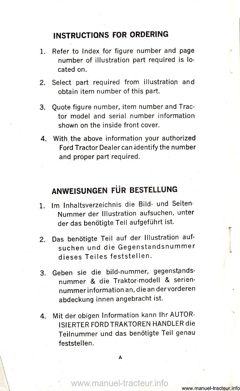 Extrait du guide de réparation - Catalogue de pièces détachées ford 2000 et 3000
