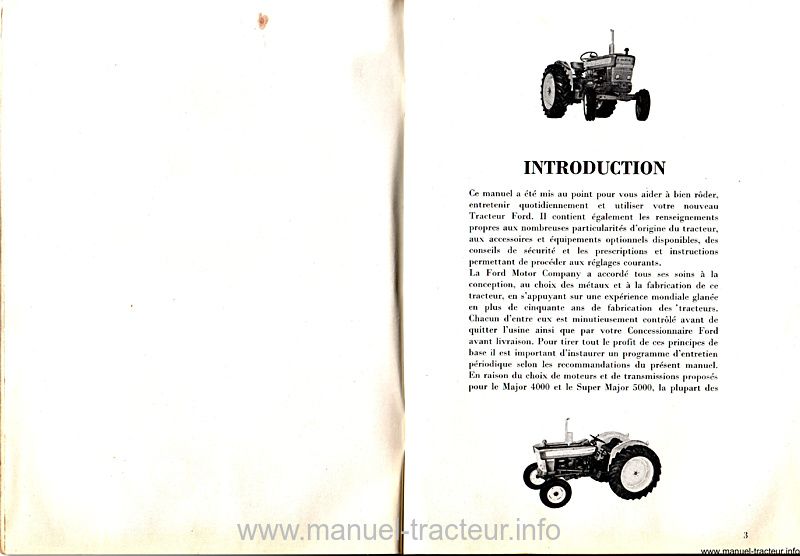 Page 2 du manuel d'atelier - Manuel d'entretien des tracteurs Ford MAJOR 4000 et SUPER MAJOR 5000