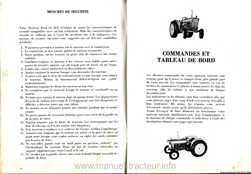 Extrait de la notice technique - Manuel d'entretien des tracteurs Ford MAJOR 4000 et SUPER MAJOR 5000