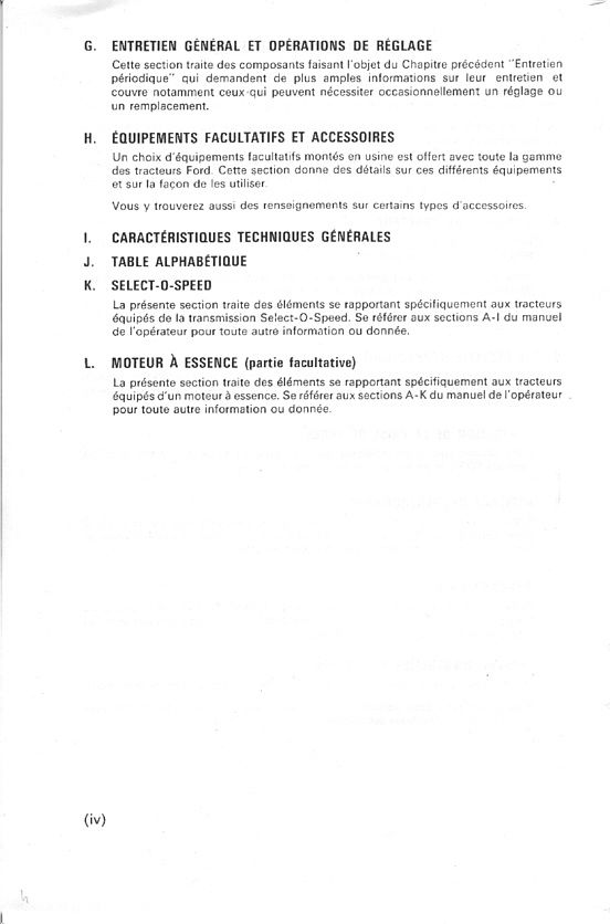 Extrait de la notice technique - Manuel d'entretien tracteurs Ford 2000, 3000, 3055, 4000, 5000