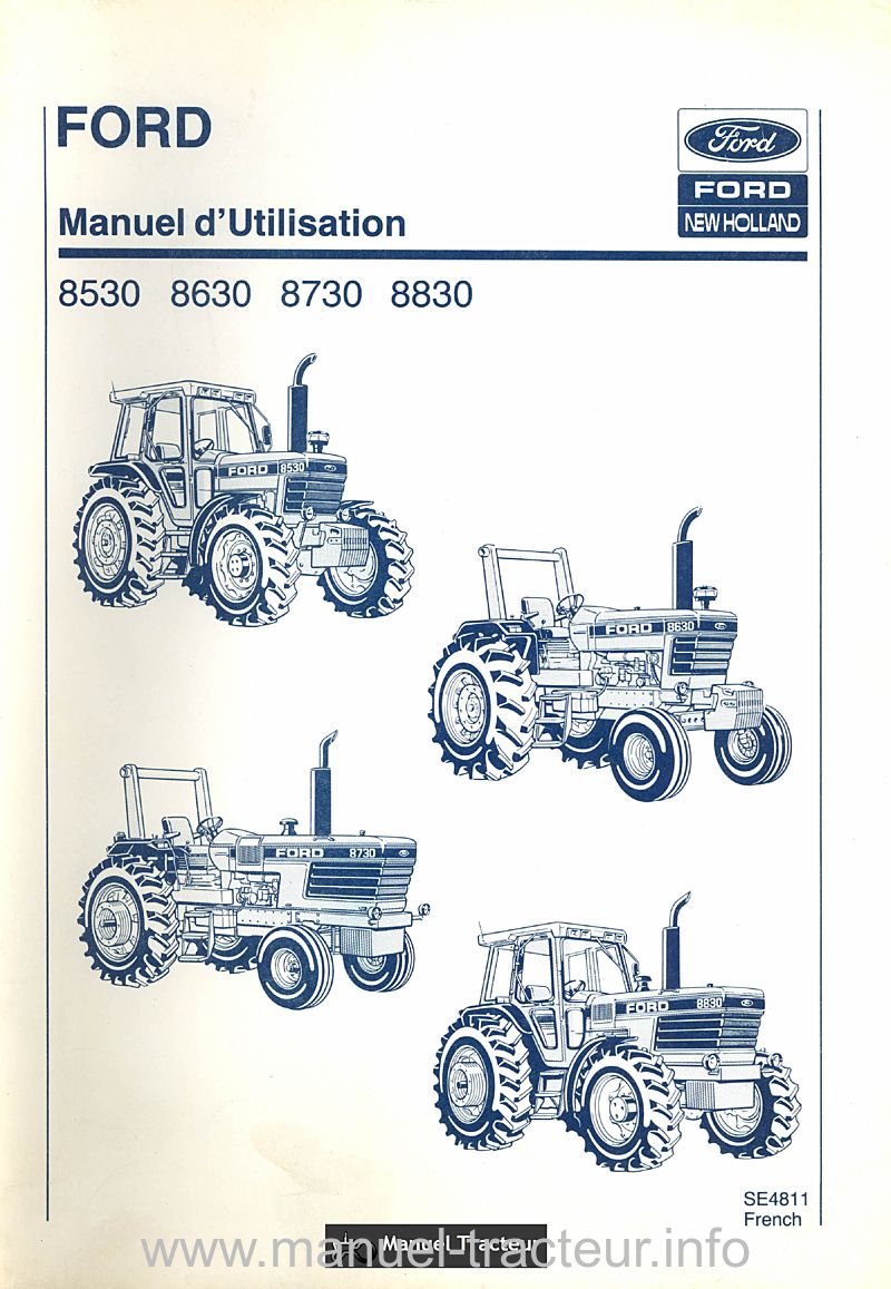 Première page de la revue technique - Manuel utilisation Ford New Holland 8530 8630 8730 8830