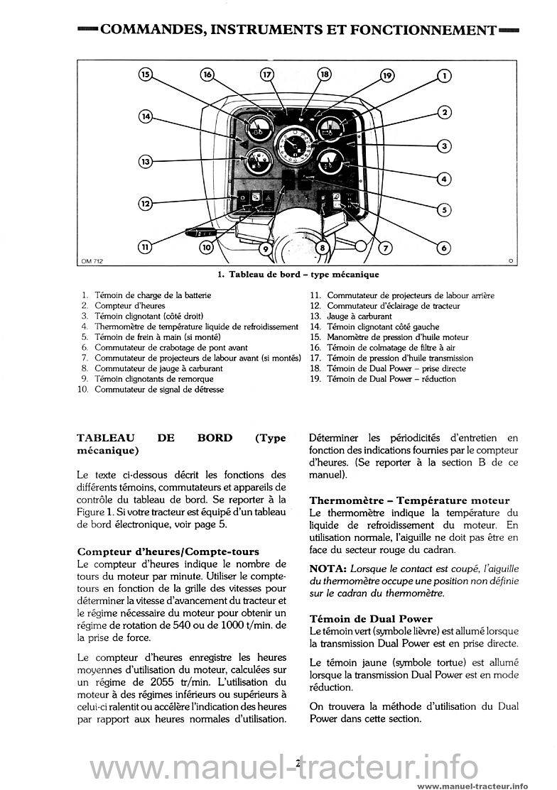 Extrait de la notice technique - Manuel utilisation Ford New Holland 8530 8630 8730 8830