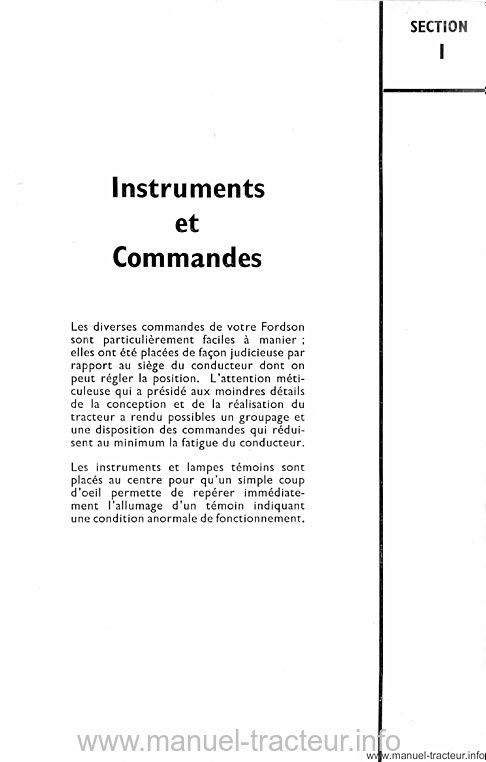 Extrait de la notice technique - Manuel d'entretien du tracteur FORDSON 957 E-C