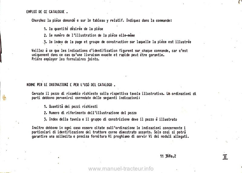 Page 1 du sommaire - Catalogue pièces détachées tracteur Fendt Favorit 610SL 611SL 612SL
