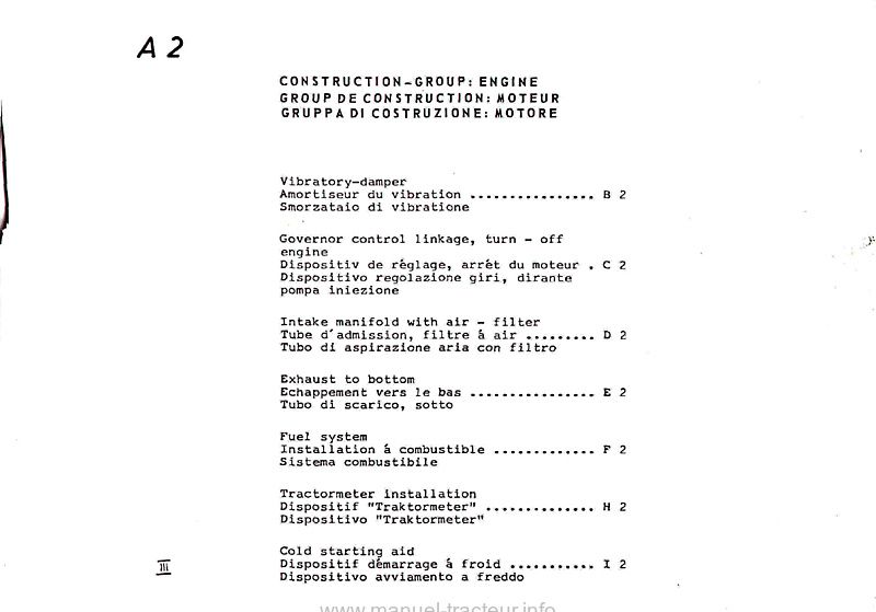 Page 2 du manuel d'atelier - Catalogue pièces détachées tracteur Fendt Favorit 610SL 611SL 612SL