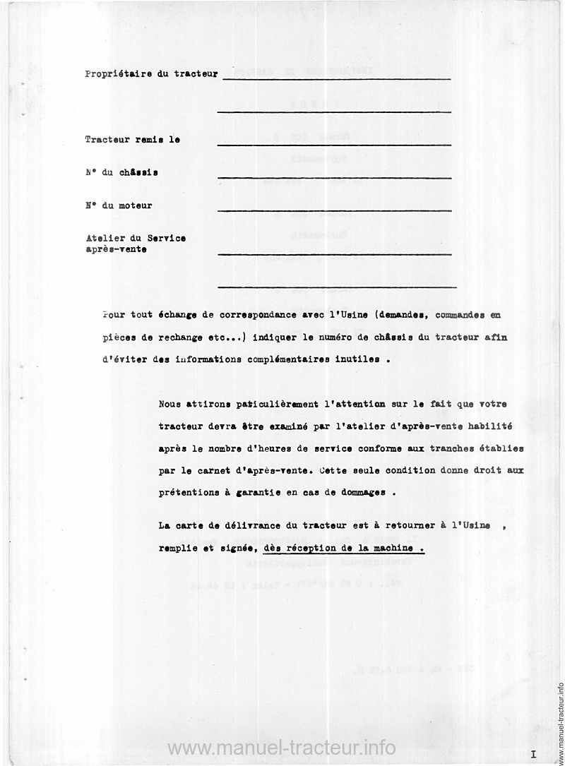 Page 1 du sommaire - Livret d'instructions Fendt Farmer 104 105 106 S