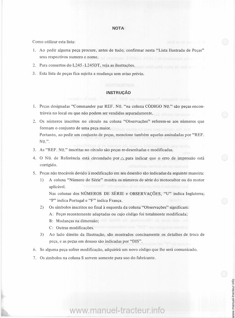 Troisième page du Catalogue de pièces de rechange Kubota L 245 et L245DT