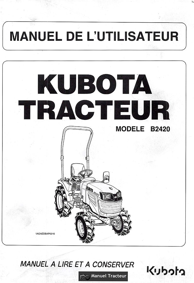 Première page du Manuel utilisateur tracteur Kubota B2420