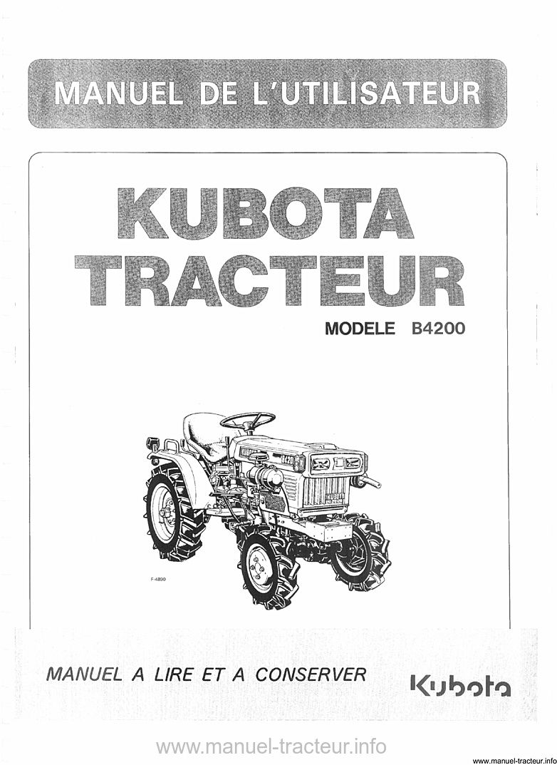 Première page de la revue technique - Manuel de l'utilisateur Kubota B4200