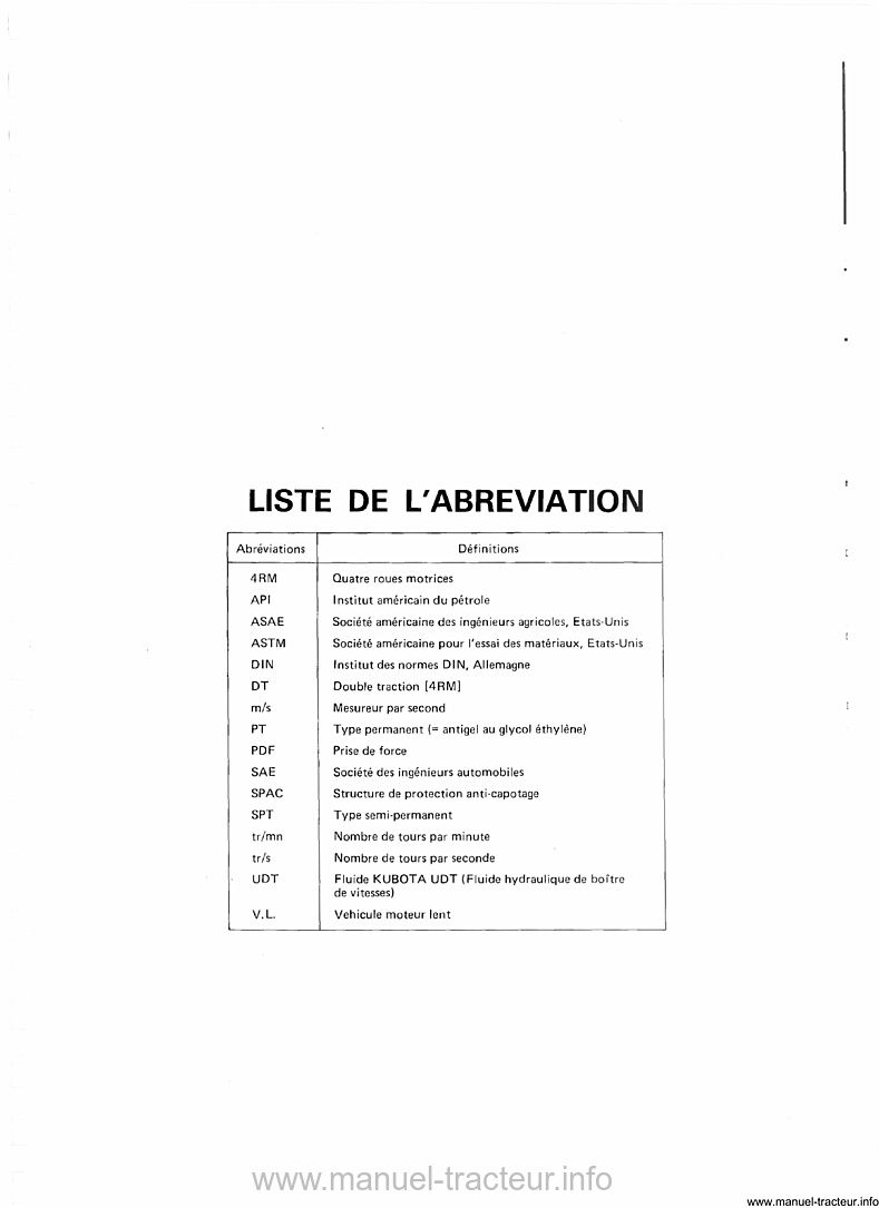 Page 1 du sommaire - Manuel de l'utilisateur Kubota B4200