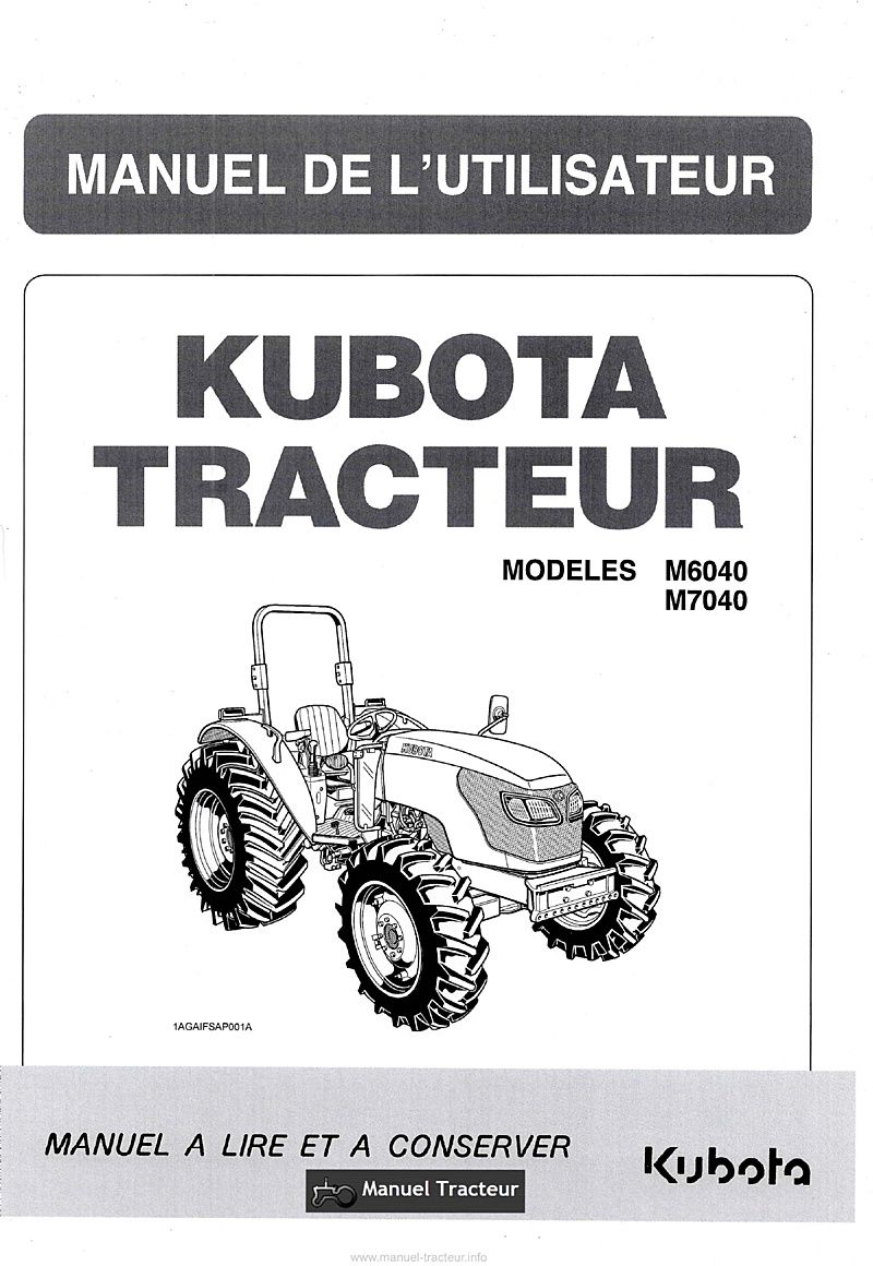 Première page du Manuel utilisateur tracteurs Kubota M6040 M7040