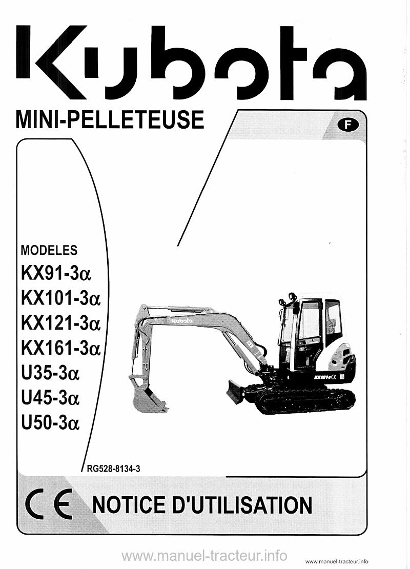 Première page de la revue technique - Notice d'utilisation KX91-3a KX101-3a KX121-3a KX161-3a U35-3a U45-3a U50-3a