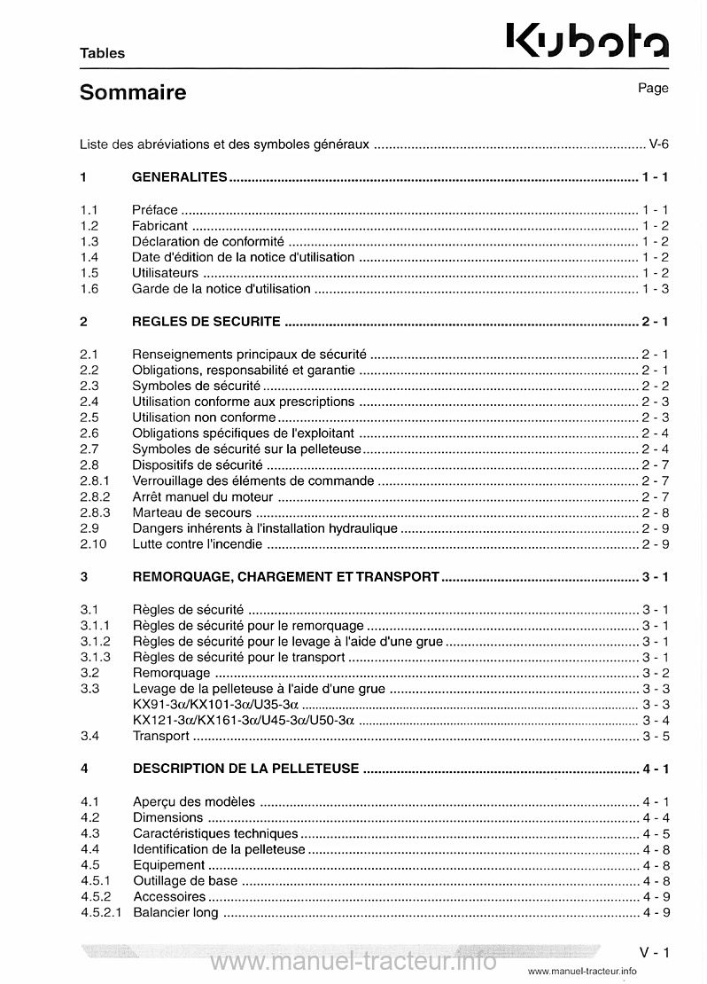 Page 2 du manuel d'atelier - Notice d'utilisation KX91-3a KX101-3a KX121-3a KX161-3a U35-3a U45-3a U50-3a