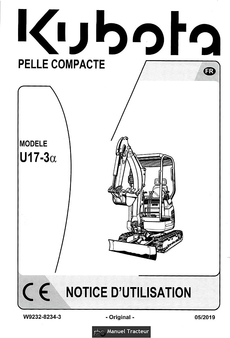 Première page du Notice d'utilisation pelle compacte Kubota U17-3 alpha
